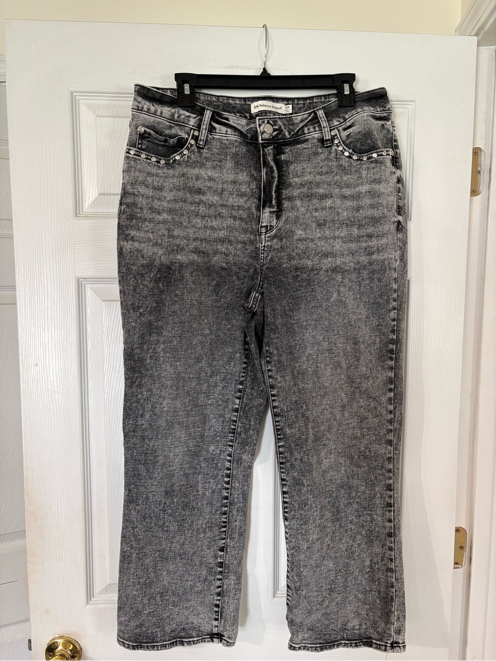Rebecca Minkoff Black Acid Wash Straight Ankle Jeans